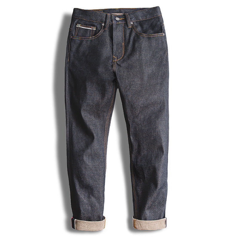 Jeans da lavoro vintage Valstrend, pantaloni dritti in denim scuro, robusti e dal look usato, stile workwear heavy dark.