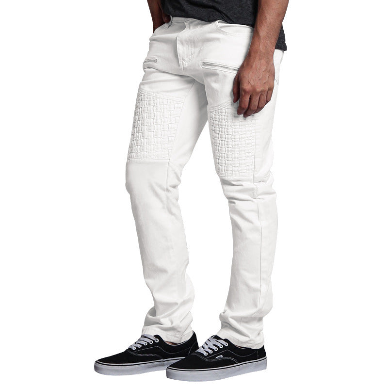Pantaloni casual autunnali da uomo Valstrend, in pelle sottile con cuciture, taglio dritto e stile minimalista.