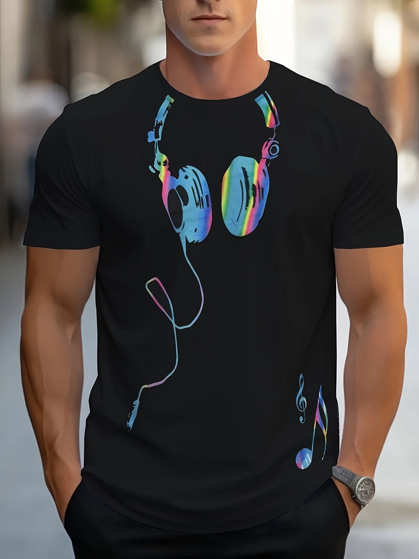 T-shirt da uomo Valstrend con stampa pattern, maniche corte, collo rotondo, tessuto traspirante e comodo, ideale per estate e vacanze.