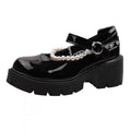 Scarpe Mary Jane con suola spessa per donna Valstrend, modello elegante con cinturino e design classico in pelle nera