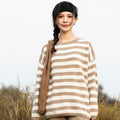 Striped Pure Wool Loose Western Style All-match Sweater