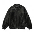Distressed Biker's Leather Jacket Men's Clothing Padded Lapel
