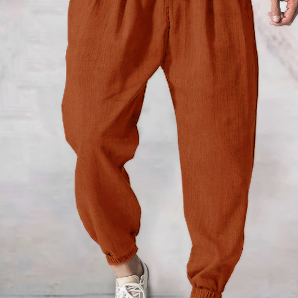 Joggers in tessuto lavato e strappato da uomo, pantaloni casual a vita bassa con tasche e cintura con coulisse, stile sportivo e comodo