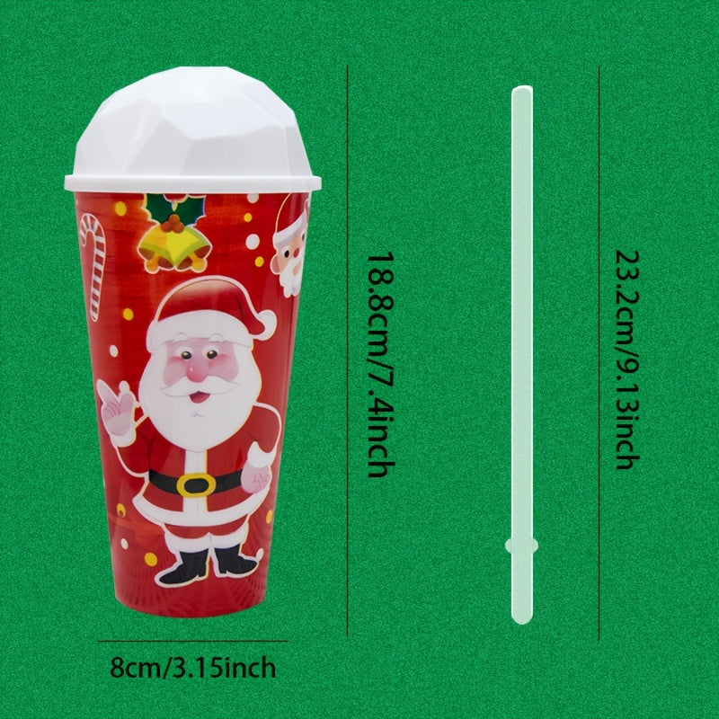 Christmas Santa Tumbler with Straw and Lid - 1pc Reusable Plastic Cup for Cold Drinks, Festive Red Holiday Design, Ideal for Office, Camping, Parties - No Assembly Required