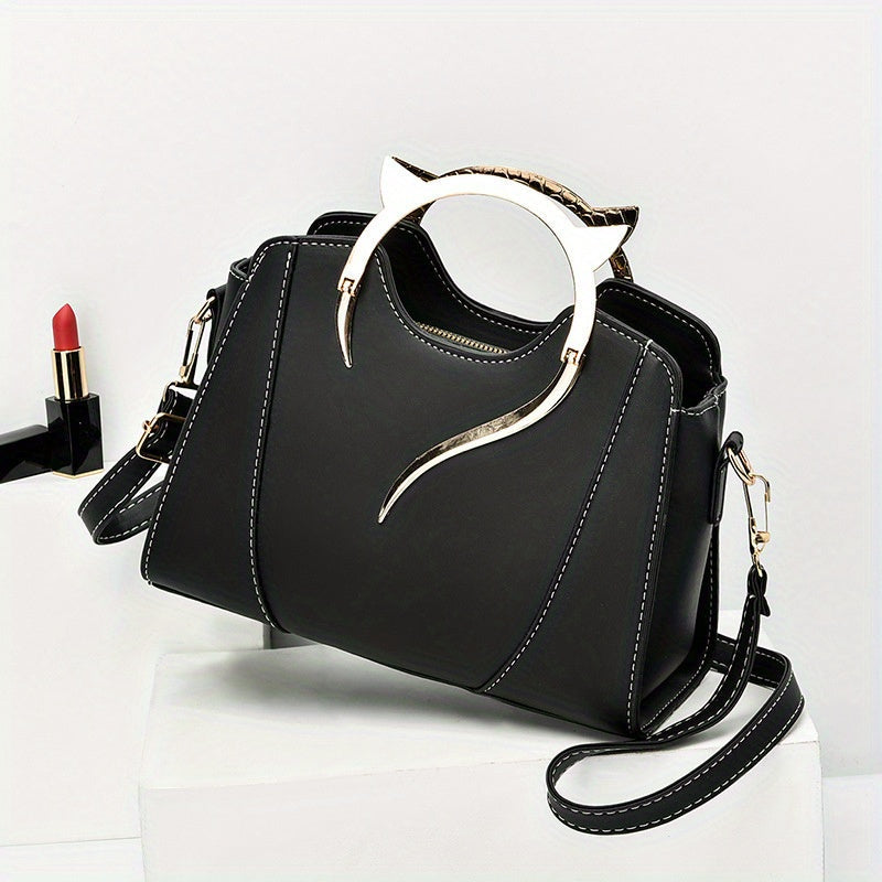 Casual Style Crossbody Bag with Adjustable Strap, Solid Color Mixed PU, Stain Resistant, Simple Design Korean Fashion 2024 New Trendy Versatile Chic Shoulder Bag with Zipper Closure and Polyester Lining