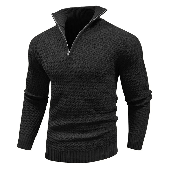 Maglione da uomo taglia comoda con collo alto a mezza tuta, stile casual, in tessuto morbido di Valstrend shop.