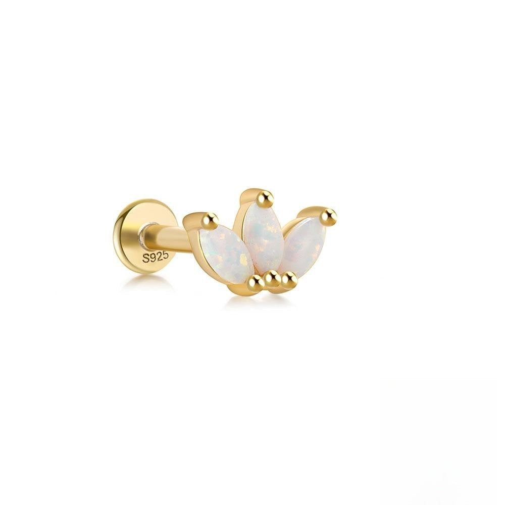 Orecchini a perno piatto in argento sterling S925 con opale, per piercing interno alla cartilagine, di marca Valstrend.