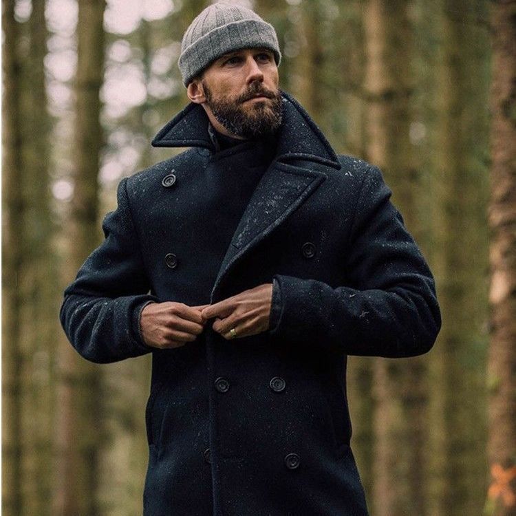 Cappotto di lana da uomo a maniche lunghe di lunghezza media, stile elegante e caldo, marchio Valstrend shop.