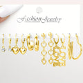 6 Pairs Set Of Hoop Earrings Simple Love Design Zinc Alloy Jewelry Simple Leisure Style For Women Dating Ear Decor Female Gift
