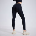 Pantaloni yoga Valstrend con vita alta, pieghe, tasche e motivo nuvola, tessuto confortevole e stile casual.