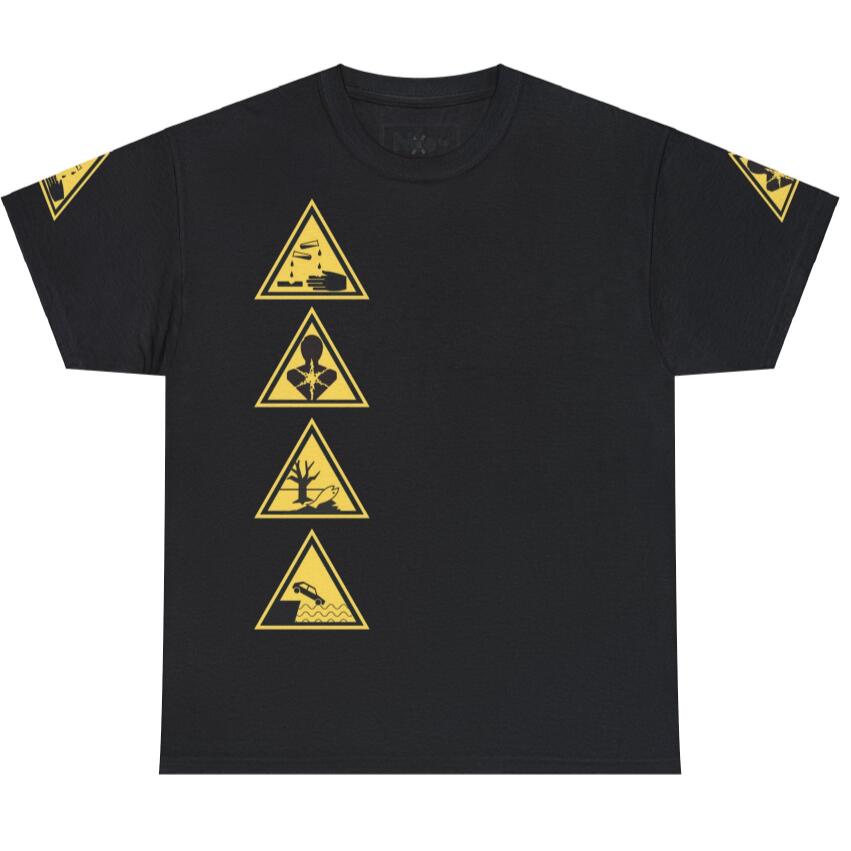 T-shirt casual con collo rotondo Valstrend con stampa digitale di segnali pericolosi europei e americani, stile moderno e originale.