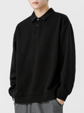 Maglione oversize con colletto polo in tinta unita, stile americano, marca Valstrend, abbigliamento casual moda donna.
