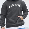 Felpa con cappuccio Kangaroo Pocket New York di Valstrend, maglione casual a maniche lunghe per uomo autunno inverno.