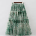 Ink Printing Skirt Elastic Waist Stitching Yarn