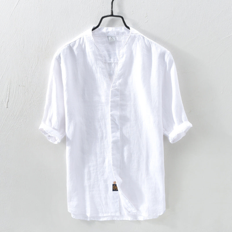 Casual Shirt Men's Solid Color Linen Cardigan
