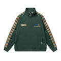 Men's American-style Retro Street Striped With Fleece Lining Half Zipper Jacket