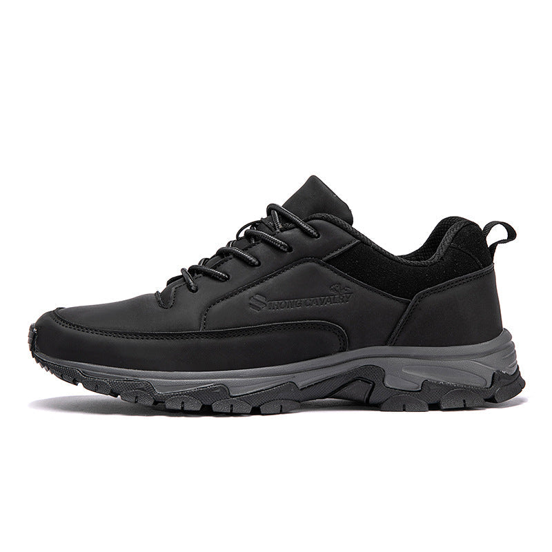 Scarpe da uomo Valstrend in pelle impermeabile, casual, adatte a uomini di mezza età e anziani, stile da corsa e da passeggio.