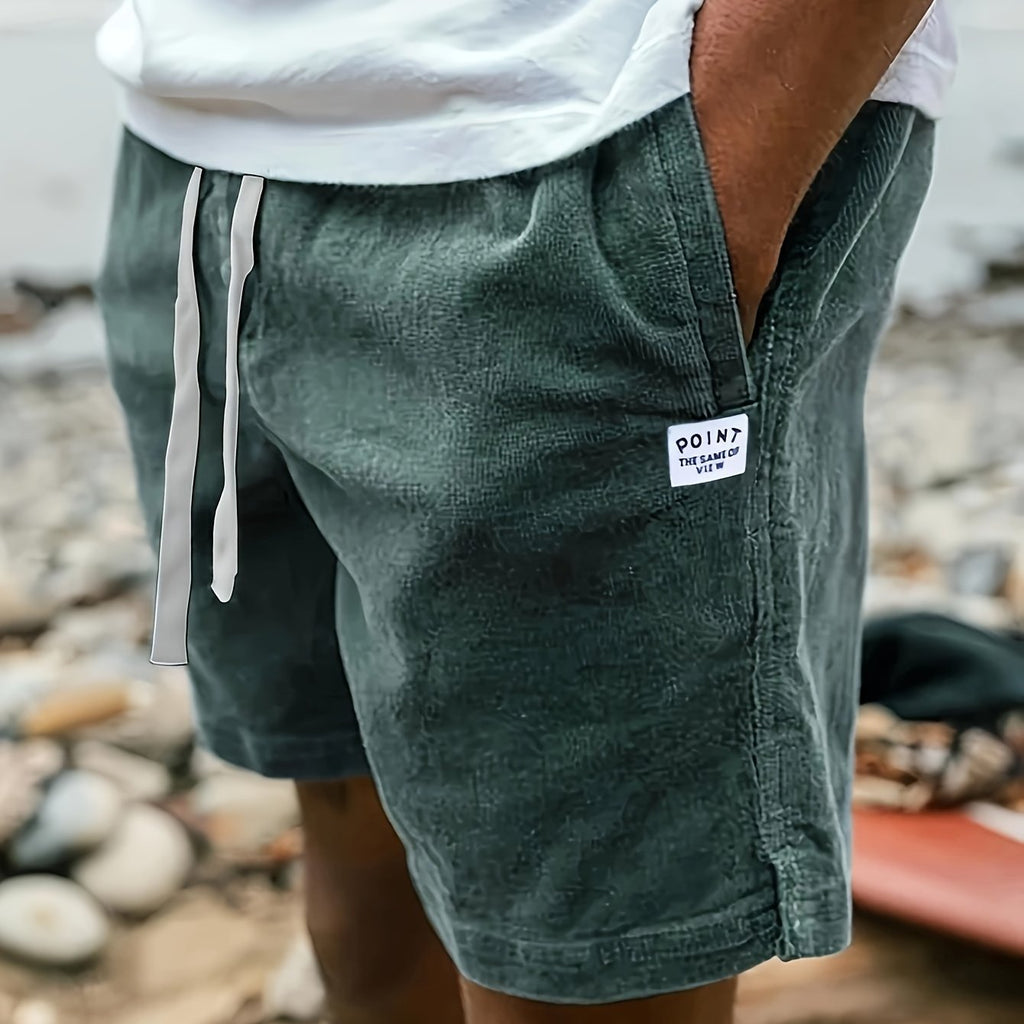 Pantaloncini corti in velluto a coste da uomo con coulisse, etichetta Valstrend, stile casual elegante e versatile per estate outdoor