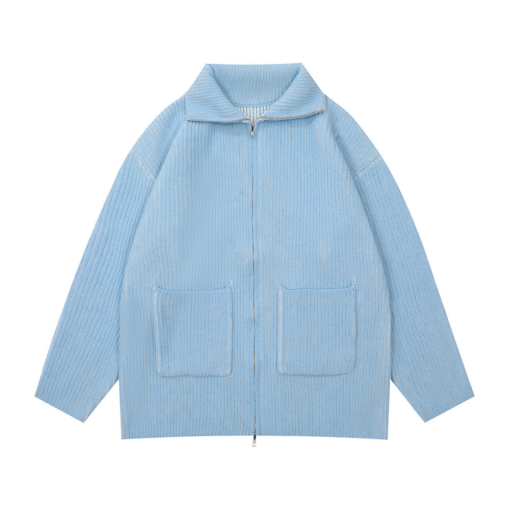 Giacca casual da strada in stile retrò americano, con collo alla coreana e zip bidirezionale, marca Valstrend.