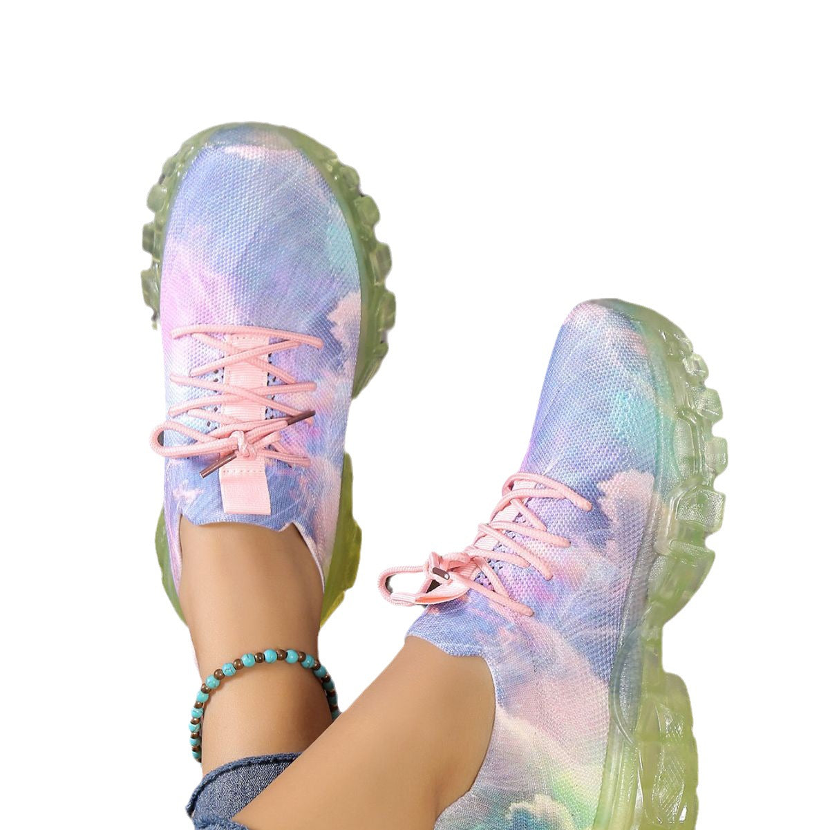 Scarpe sportive da donna Valstrend, sneakers a rete traspirante con punta rotonda, basso, con design graffiti e suola morbida.