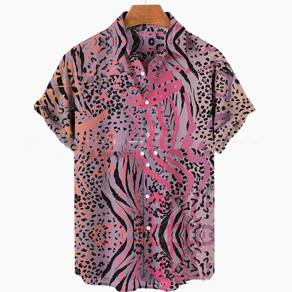 Casual Fashion 3D Digital Printing Short Sleeve Shirt Men