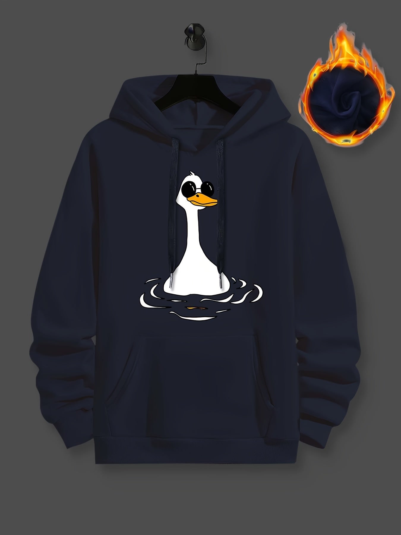 Felpa con cappuccio Valstrend con motivo papere con occhiali da sole, stile casual da uomo, ideale per primavera.