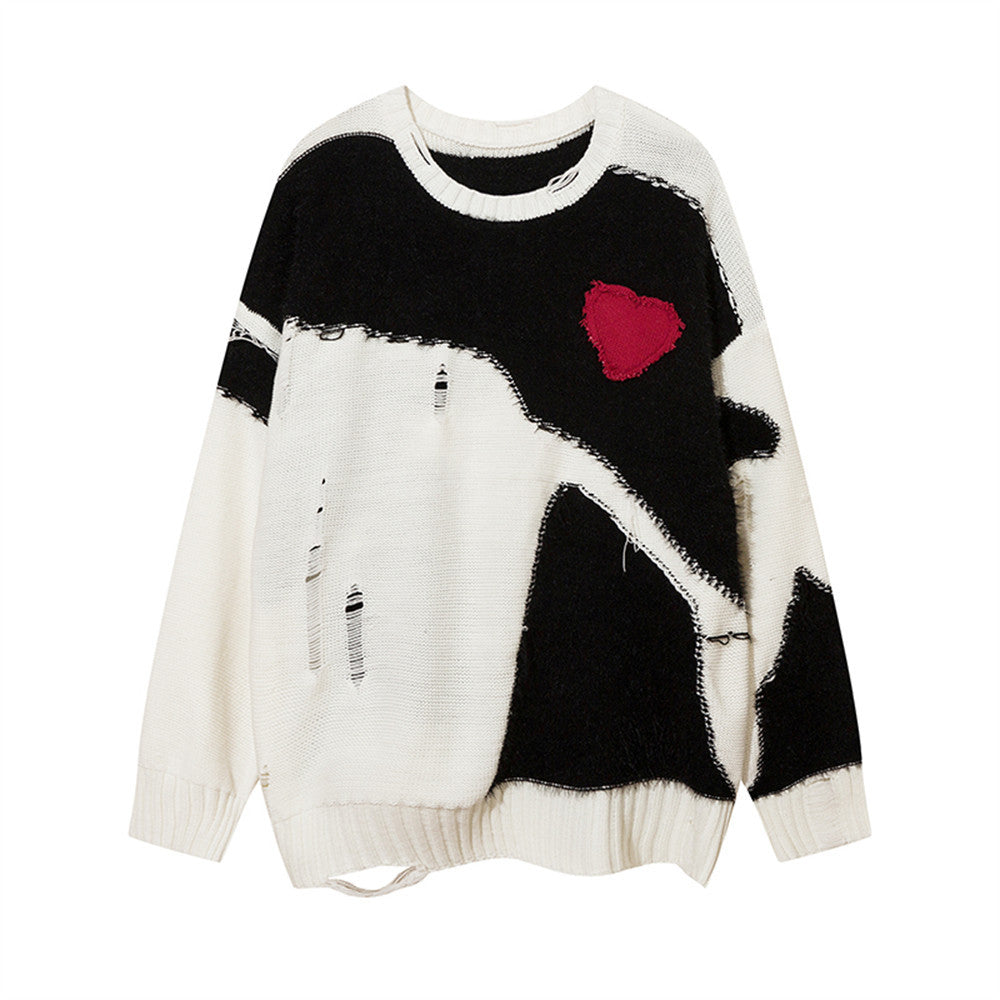 Maglione da uomo Valstrend con patchwork a contrasto di colori, stile casual e moderno, dettagli visibili a contrasto.