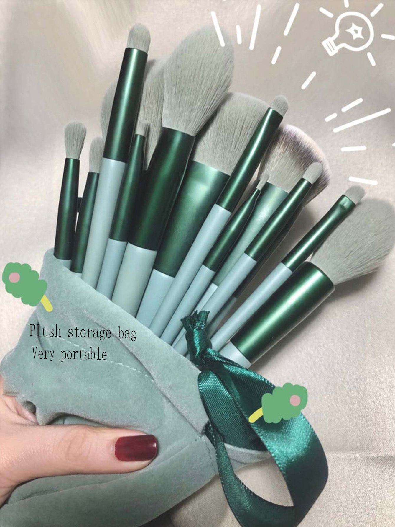 Borsa in tessuto portatile Valstrend con set di pennelli per trucco morbidi e pratici, ideale per beauty e cosmetici in viaggio