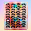 20 pairs Handmade Fluffy Wispy Cat Eye Faux Mink Lashes - Natural Look Volume Long Thick Fake Eyelashes Pack