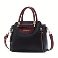 Chic Colorblock Women's Handbag - Spacious Shoulder & Crossbody Bag with Zip Closure, Durable PU Material - Available in White, Red, Black