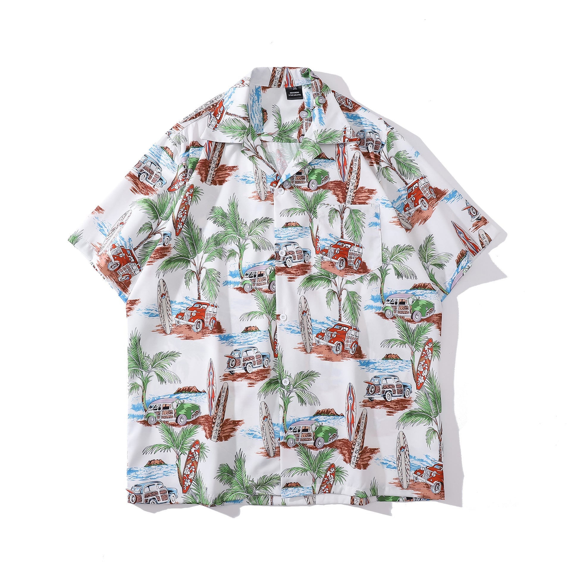 Cuban Collar New Vintage Casual Short Sleeve Printed Shirt Men And Women