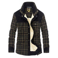 Men's Fleece-lined Thickened Long-sleeved Plaid Shirt Warm Business Casual Fashion Cotton Shirt Coat Men's Cross-border
