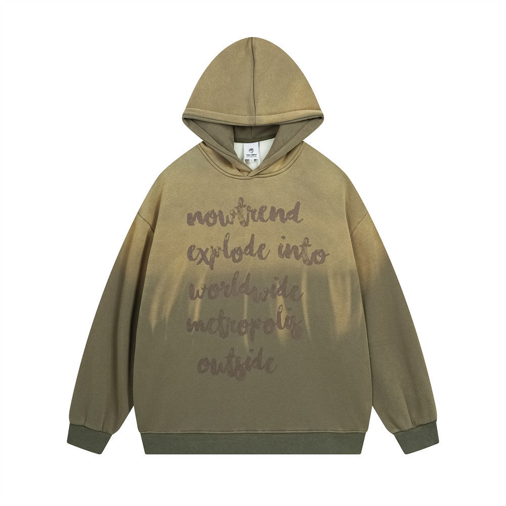 Felpa in pile Valstrend con lettere a gradiente stampate a getto d'inchiostro, stile casual e colorato.