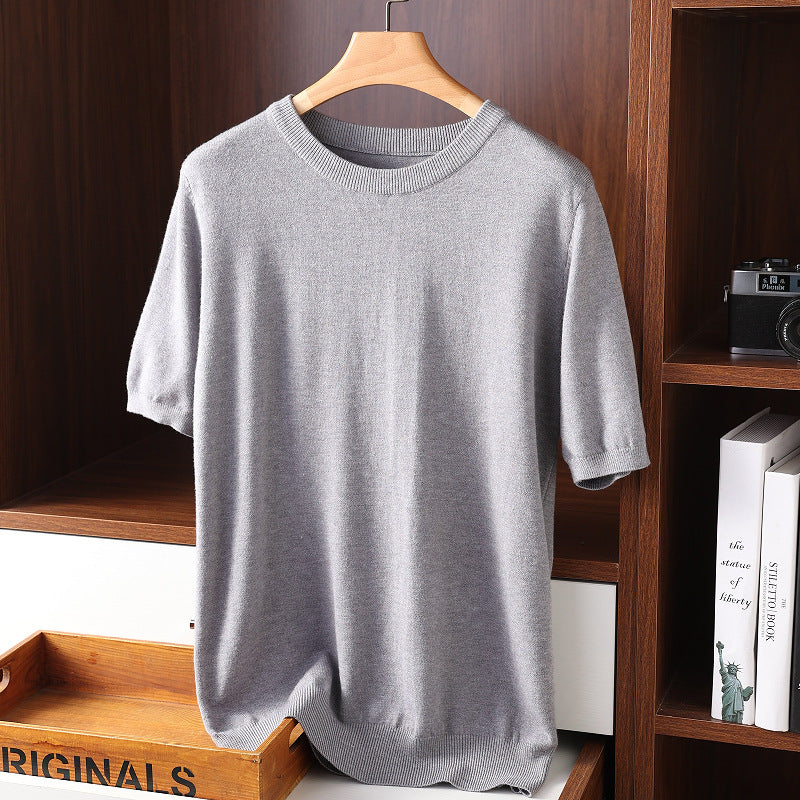 Maglietta casual da uomo Valstrend, manica corta, collo rotondo, tessuto sottile, ideale per l'estate e look informale.