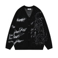 Maglione Valstrend High Street con jacquard astratto, interno in pile, collo a V, tessuto spesso e caldo.