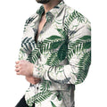 Camicia da uomo casual a maniche lunghe con motivo floreale grande, marchio Valstrend, tessuto leggero e stile rilassato.