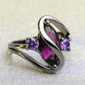 Anello da cavallo in zaffiro con occhi, donna, bracciale placcato oro nero, stile europeo e americano, design elegante e dettagliato