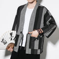 Cardigan estivo da uomo in cotone e lino stile cinese con righe vintage, marca Valstrend.
