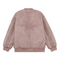 Giacca da uomo in pelle PU ricamata, stile bomber, con dettagli decorativi, marca Valstrend shop.