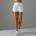 Shorts da yoga femminili Valstrend, pantaloncini fitness doppi con doppio strato e dettaglio in tessuto elastico, ideali per allenamenti.