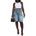 Jeans cargo in denim con buchi e effetto Grass Wash di Valstrend Shop, stile casual con tasche robuste, design trendy e dettagli strappati