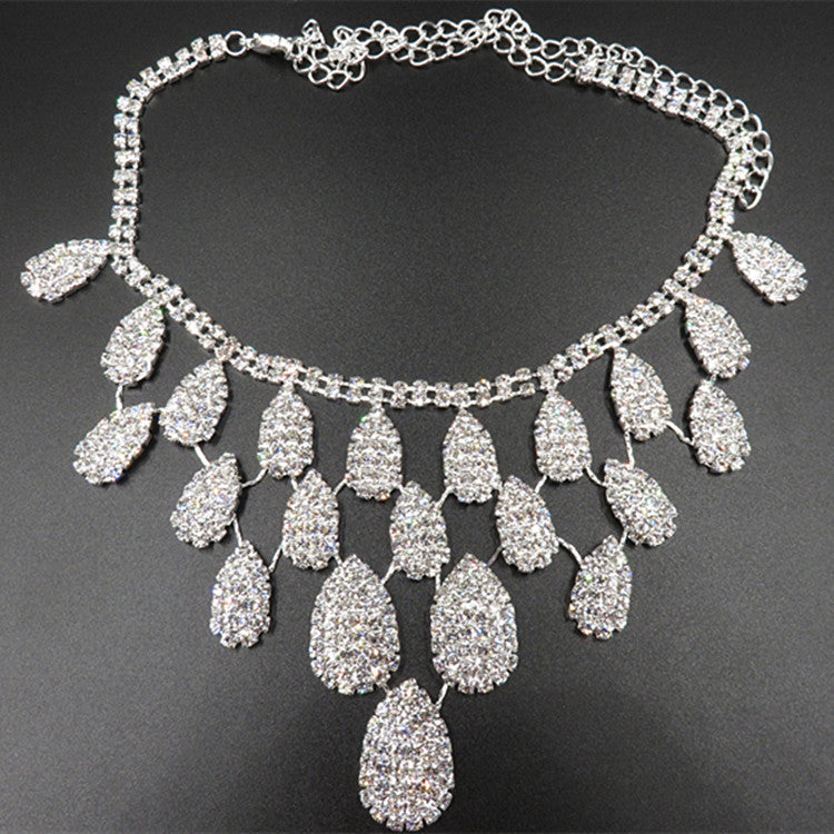Set di collana e orecchini con diamanti Valstrend, perfetto per matrimonio, sera e cerimonie, elegante gioielleria da sposa