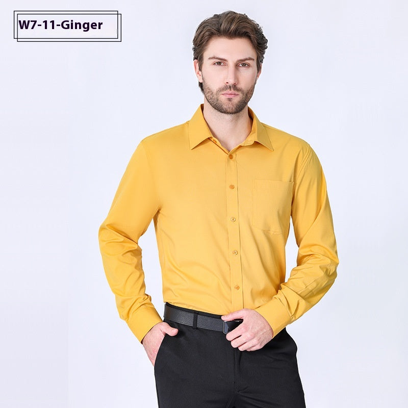 Camicia uomo Valstrend minimalista da lavoro, a manica lunga, elasticizzata, senza stiratura, stile professionale e di tendenza.