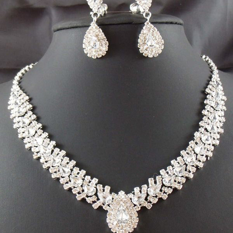 Set di gioielli da sposa Valstrend con orecchini pendenti e collana da matrimonio, ornamenti eleganti per il giorno speciale
