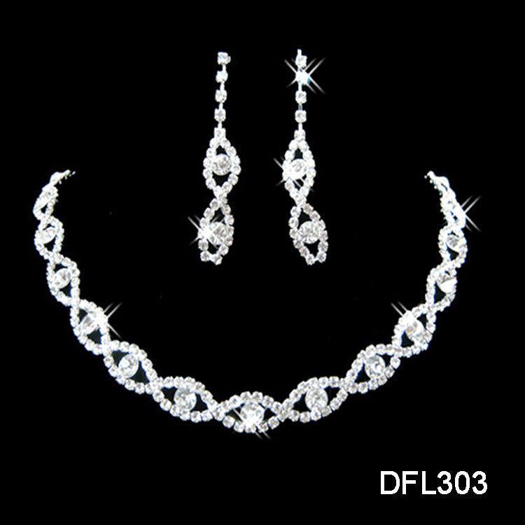Set di gioielli da sposa in lega electroplaccata, elegante e alla moda, con due pezzi, vendita diretta dalla fabbrica Valstrend.