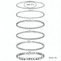 6-piece Set Fashion Beaded Snake Bones Chain Cuban Link Chain Suit Adjustable Bracelet