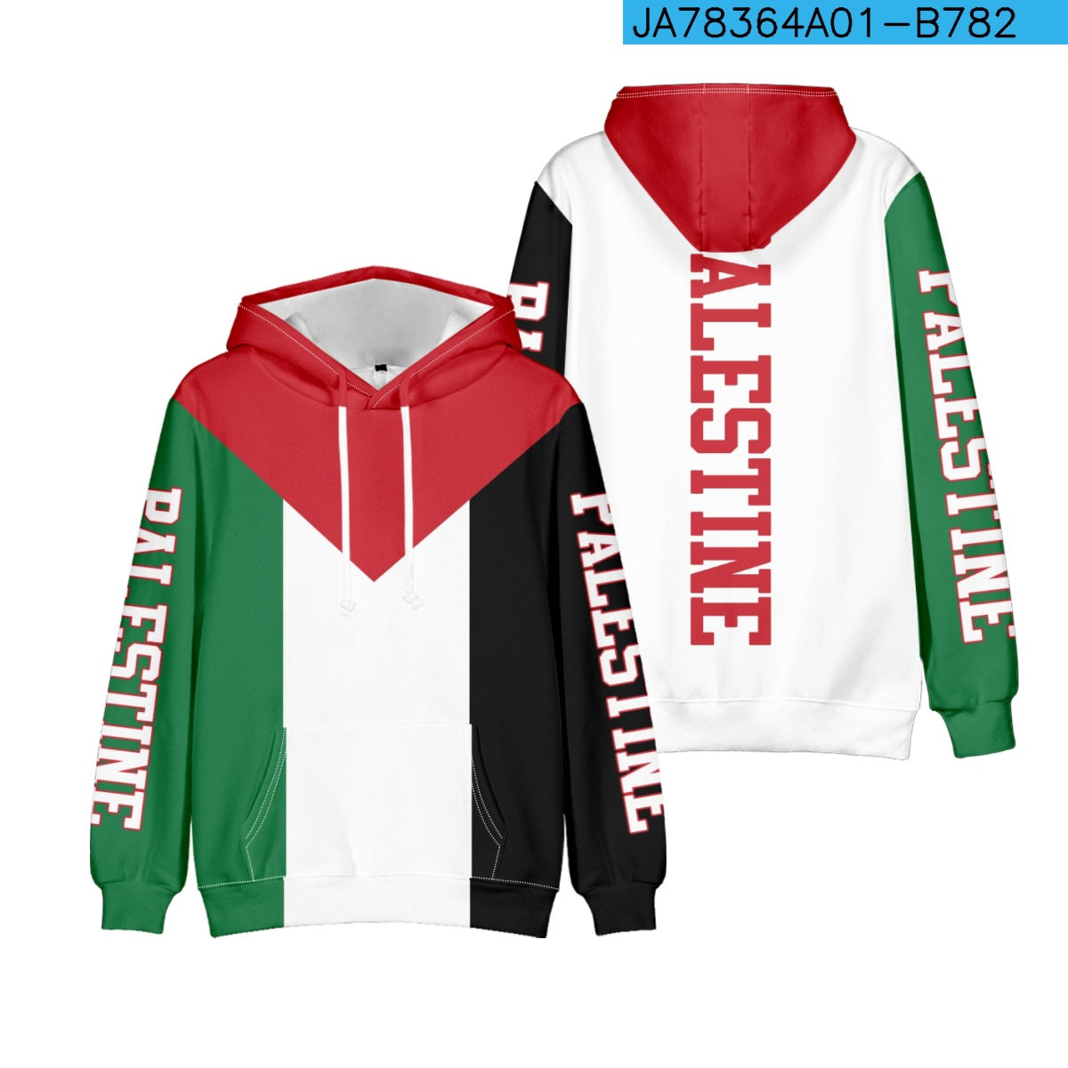 Felpa con cappuccio in poliestere refilata palestinese Valstrend, giacca casual con dettagli colorati e comoda vestibilità