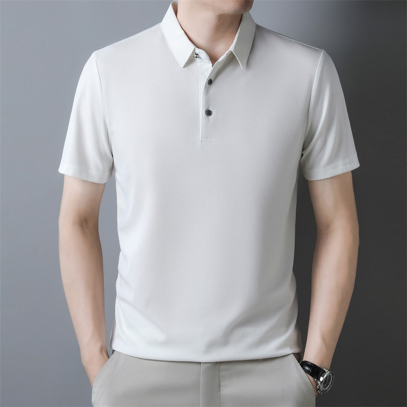 T-shirt da uomo Valstrend in cotone a maniche corte in stile waffle di colore solido per l’estate, vista anteriore.
