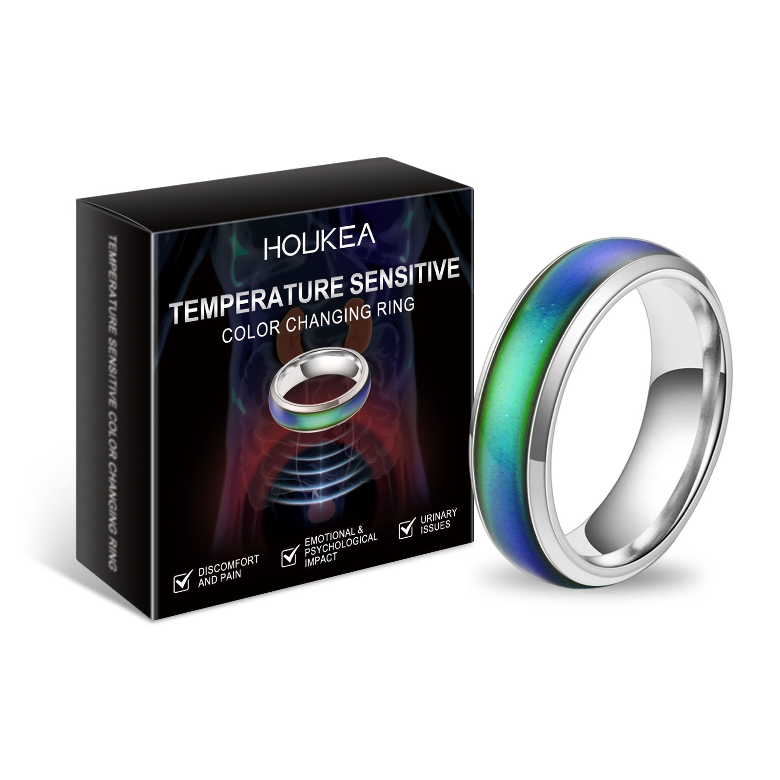 Anello Valstrend shop che cambia colore in modo sensibile alla temperatura, con effetto di modifica del colore visibile.