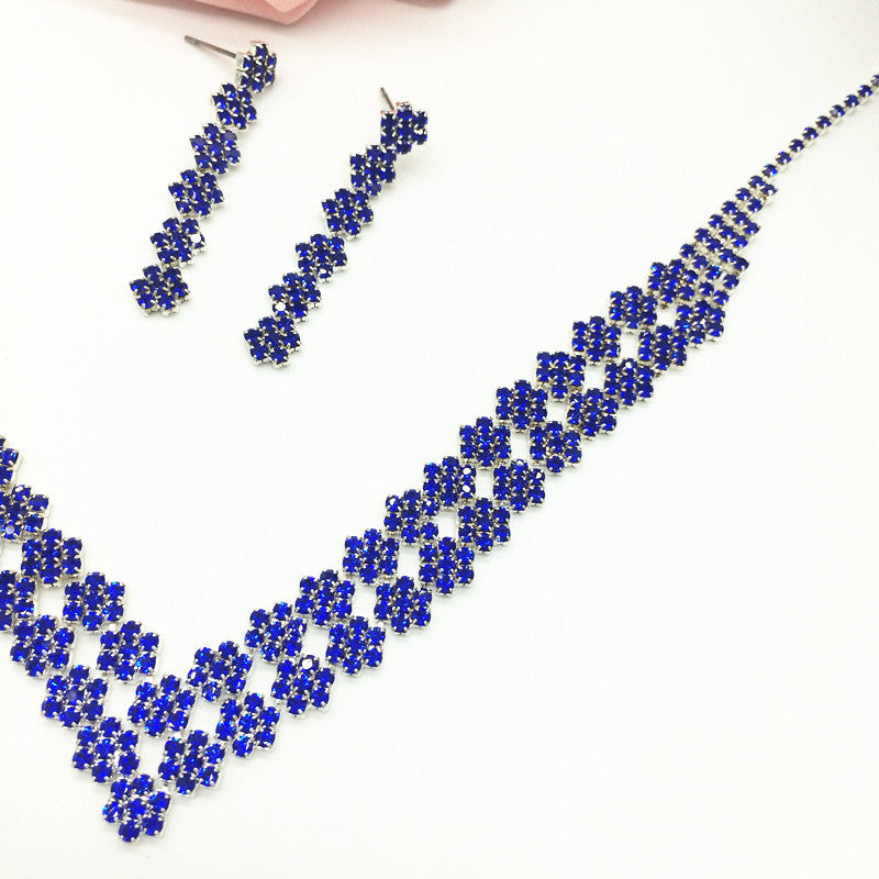 Set di gioielli da sposa Valstrend con collana, orecchini doppio pendente con diamanti per matrimonio coreano e accessori femminili